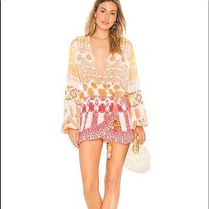 Rococo sand Zoe dress. Orange,Yellow,Red, white w/ embroidery. NWT  XS/S